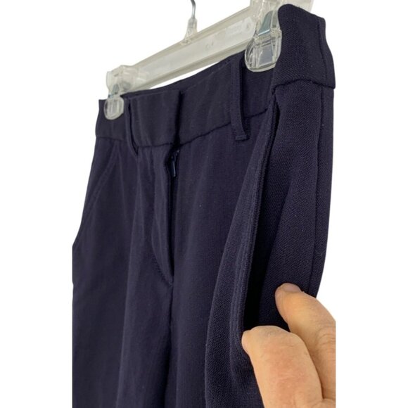 Tory Burch Skinny Pant Navy Wool Tweed Crop Size 0 GUC Career Low Rise $278 - Picture 9 of 9